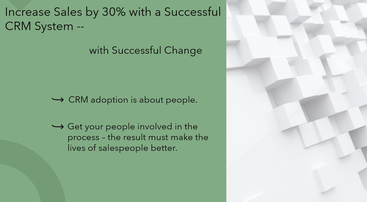 How to Increase Sales by 30% with a CRM System:
-- With Successful Change
The short answer is to get your people involved in the process of change. Balance patience with progress &amp; keep moving forward.

#CRM #Microsoft #Dynamics365 #Technology

Full post:
thesistech.com/how-to-increas…