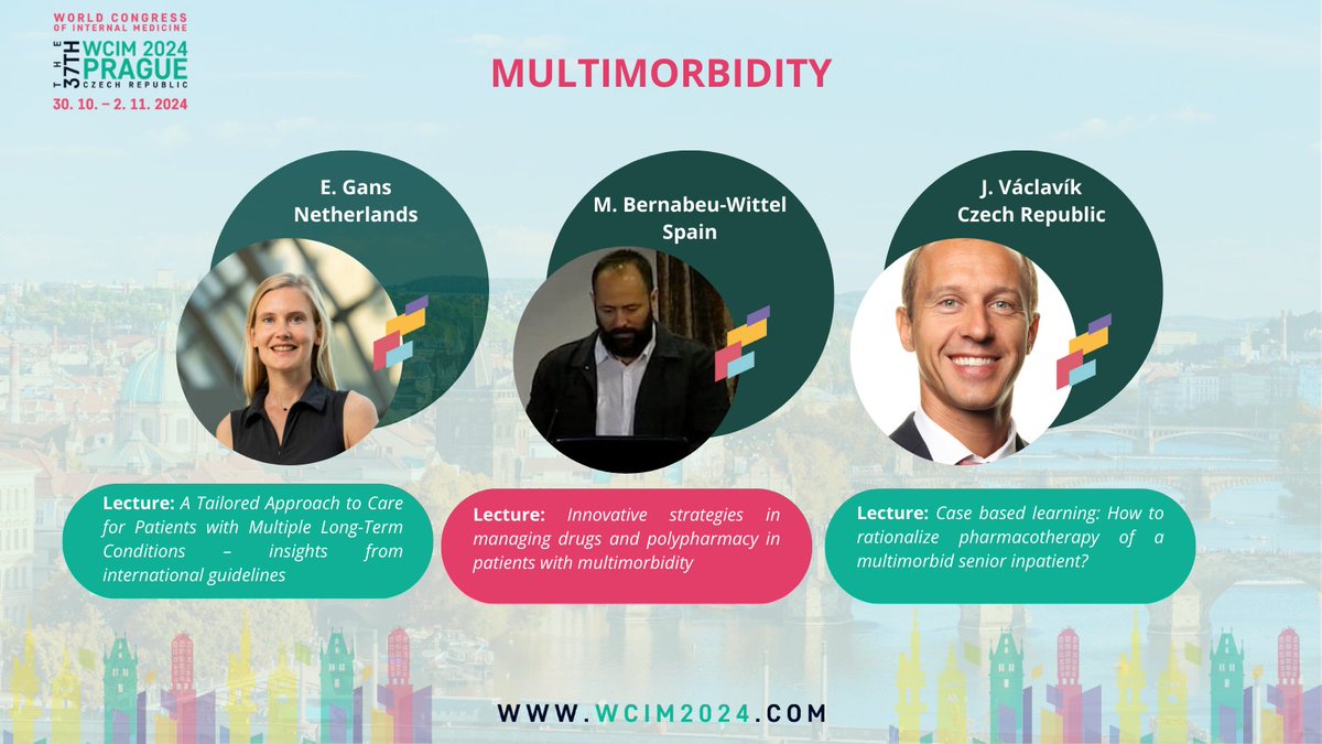 🤩 We're thrilled to introduce the Multimorbidity Session as one of the highlights of our program! Speakers of the session are Emma Gans, Máximo Bernabeu-Wittel, and Jan Václavík.
📅Date: 30.10.2024
⏰Time: 14:00 - 15:00
📍  Location: Congress Hall
#WCIM2024 #medicine