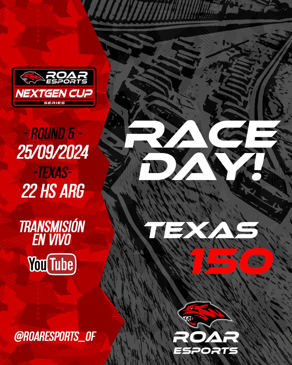 #ROARCUP 🔥NEXT GEN CUP - ROUND 5🔥

Volvemos al Ovalo con la Next Gen Cup y esta vez en Texas👏

Aún estas a tiempo de ser parte, sumate en el siguiente link 🔥
🟥 Formulario de Inscripción - ROAR CUP - NEXT GEN CUP - MIÉRCOLES
forms.gle/L9Qkq4UBdXEtYr…

Broadcast / VIVO 👏