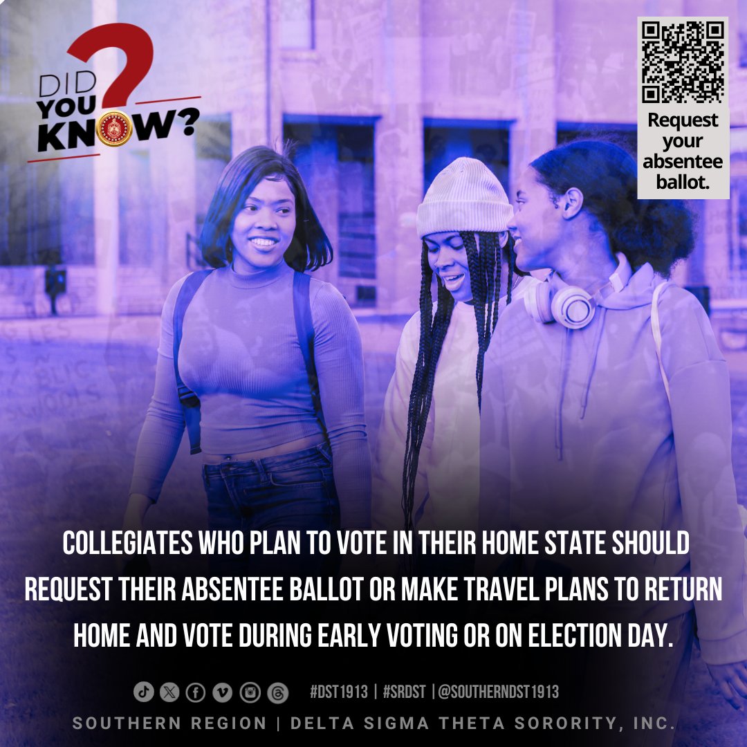 Day 41!  It’s Work It Out Wednesday! 
Today’s action: Share our Did You Know fact!
Did you know if you're away from home, you can still vote in your home area? Request your absentee ballot today at vote.org.
Let’s make sure every vote counts!
#SRDST #DST1913