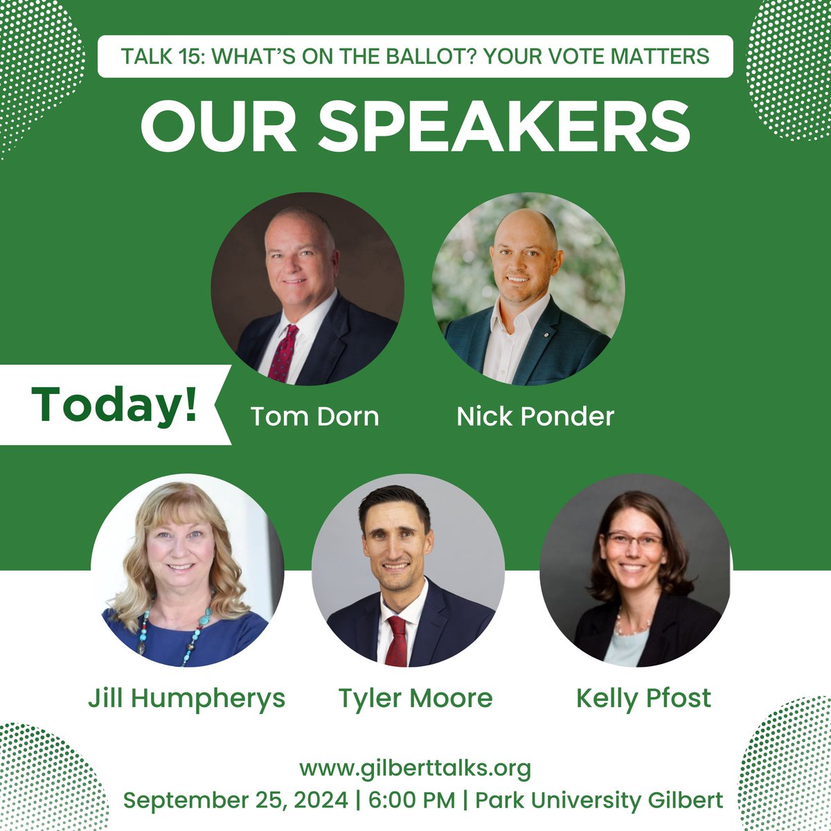 GilbertTalks's tweet image. See you tonight at "Talk 15 - What's on the Ballot? Your Vote Matters"! It's not too late to RSVP for this free event!
