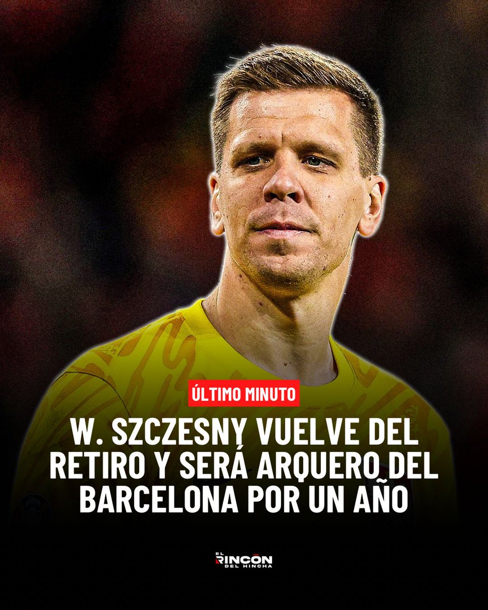 erdh19's tweet photo. ¡ANUNCIO OFICIAL! Hace menos de un mes, Wojciech Szczesny 🔴⚪️ colgó los guantes y anunció su adiós al fútbol profesional 🧤. Sin embargo, tras el duro golpe que sufrió Marc-André ter Stegen 🇩🇪, el portero polaco aparece en el radar como el principal candidato. https://t.co/rBR3HtS7wF