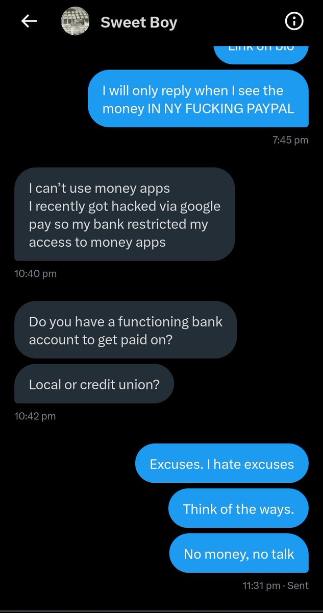 Damn paypigs don't give me excuses. All I wanna know it's transferred &amp; I can see it in my PayPal. It's not the goddess job to think for you. You find ways. Use your fucking brain.