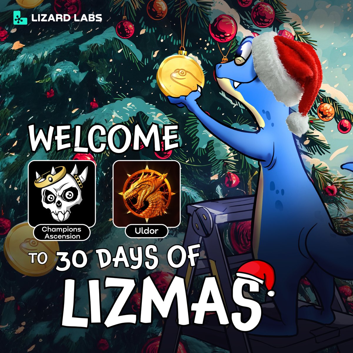 Lizard are bringing Lizmas to the Arena ⚔️

Welcome Champions Ascension and Uldor to 30 Days of Lizmas!

Their community members and asset holders get a higher score in our programmatic airdrop, increasing their overall position to qualify for $LIZ at TGE 🪂