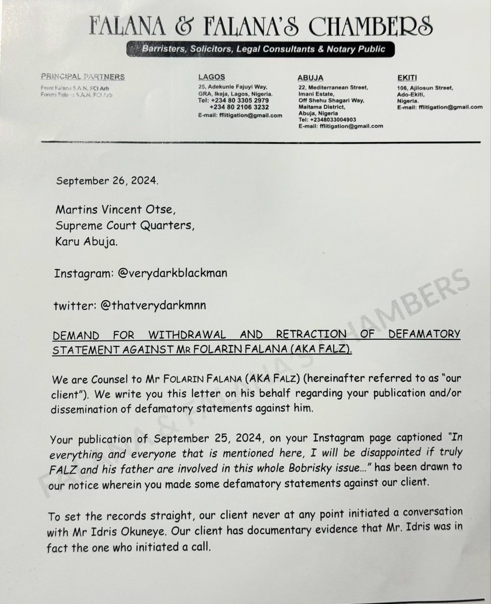 Dospage1's tweet photo. Here's the full Gist‼️

Falz has given VeryDarkMan 24 hours to retract his derogatory remarks and allegations of homosexuality, and issue a public apology, or face legal action.

Falz Bro to Bro #Verydarkman Band B #HMSTR ASUU Corruption Idris Okuneye https://t.co/F1vjmYpA8t