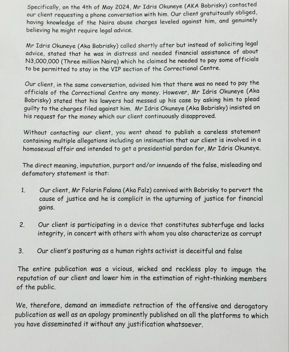 Dospage1's tweet photo. Here's the full Gist‼️

Falz has given VeryDarkMan 24 hours to retract his derogatory remarks and allegations of homosexuality, and issue a public apology, or face legal action.

Falz Bro to Bro #Verydarkman Band B #HMSTR ASUU Corruption Idris Okuneye https://t.co/F1vjmYpA8t