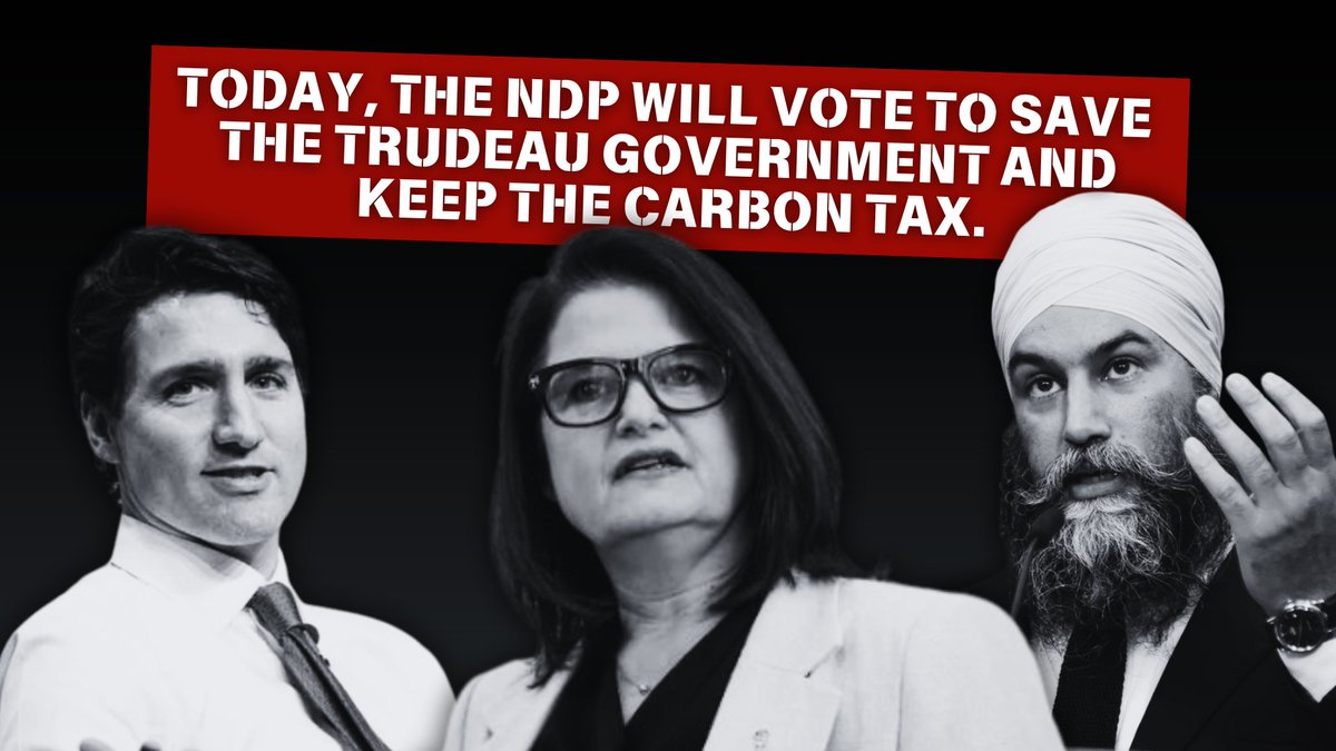 Today, MPs in Ottawa will hold a non-confidence vote.  

The NDP could back up their words with action and vote to defeat the Trudeau government and the carbon tax.  

But they won’t.   

Instead, they will ignore Canadians and vote to save Trudeau and the carbon tax.