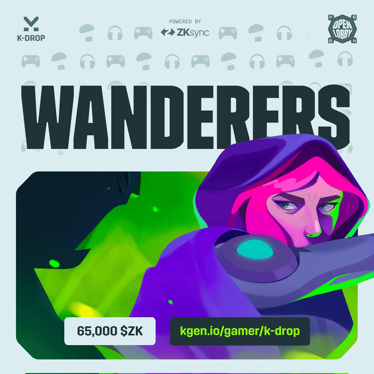 KGeN_IO's tweet photo. 𝗛𝗘𝗥𝗘 𝗪𝗘 𝗚𝗢! 𝗚𝗮𝗺𝗲 𝟳 𝗼𝗳 𝟭𝟬 𝗶𝘀 𝗢𝗨𝗧!

Dive into the cosmos with @Wanderers and explore the unknown!  

Play for 𝟲𝟱,𝟬𝟬𝟬 $ZK — Now LIVE on K-Drop 🪂

Join now, collect K-Points and unlock those $ZK rewards 👇
https://t.co/DXO1hnJpan https://t.co/uZ05eq521S