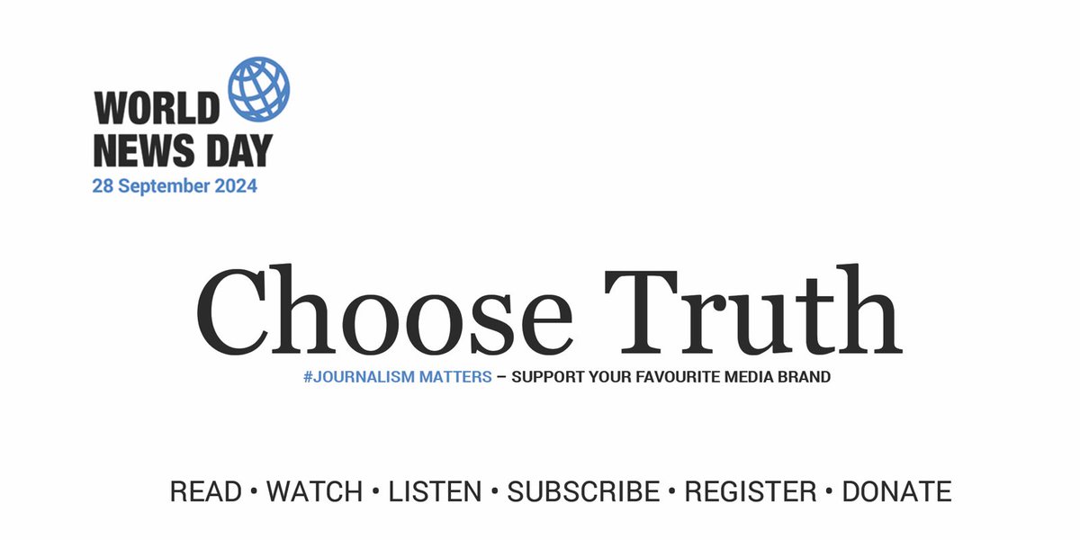 MAP_Canada's tweet image. We're gearing up for World News Day on September 28th! Thousands of media organizations from over 100 countries are joining forces to highlight the importance of fact-based journalism. 🌎📰

The campaign for this year's event is 'Choose Truth'.

#WorldNewsDay #JournalismMatters