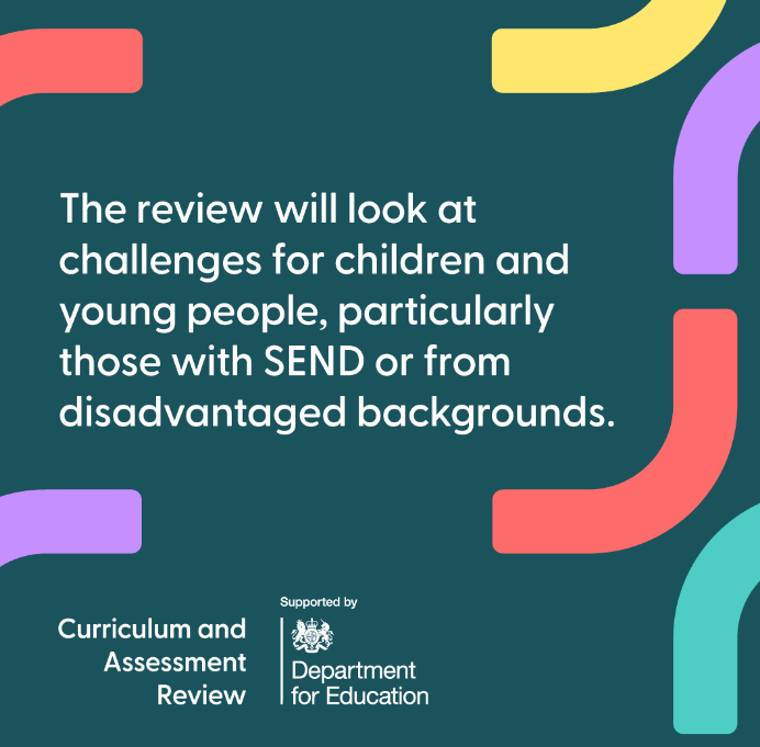 Gary Aubin (@sendmattersuk) on Twitter photo The Curriculum and Assessment Review from <a href="/educationgovuk/">Department for Education</a> launched its Call for Evidence today. I hope as many stakeholders as possible, particularly those with something to say on #SEND, take the opportunity to give their feedback. Please share widely!
consult.education.gov.uk/curriculum-and… The Curriculum and Assessment Review from <a href="/educationgovuk/">Department for Education</a> launched its Call for Evidence today. I hope as many stakeholders as possible, particularly those with something to say on #SEND, take the opportunity to give their feedback. Please share widely!
consult.education.gov.uk/curriculum-and…