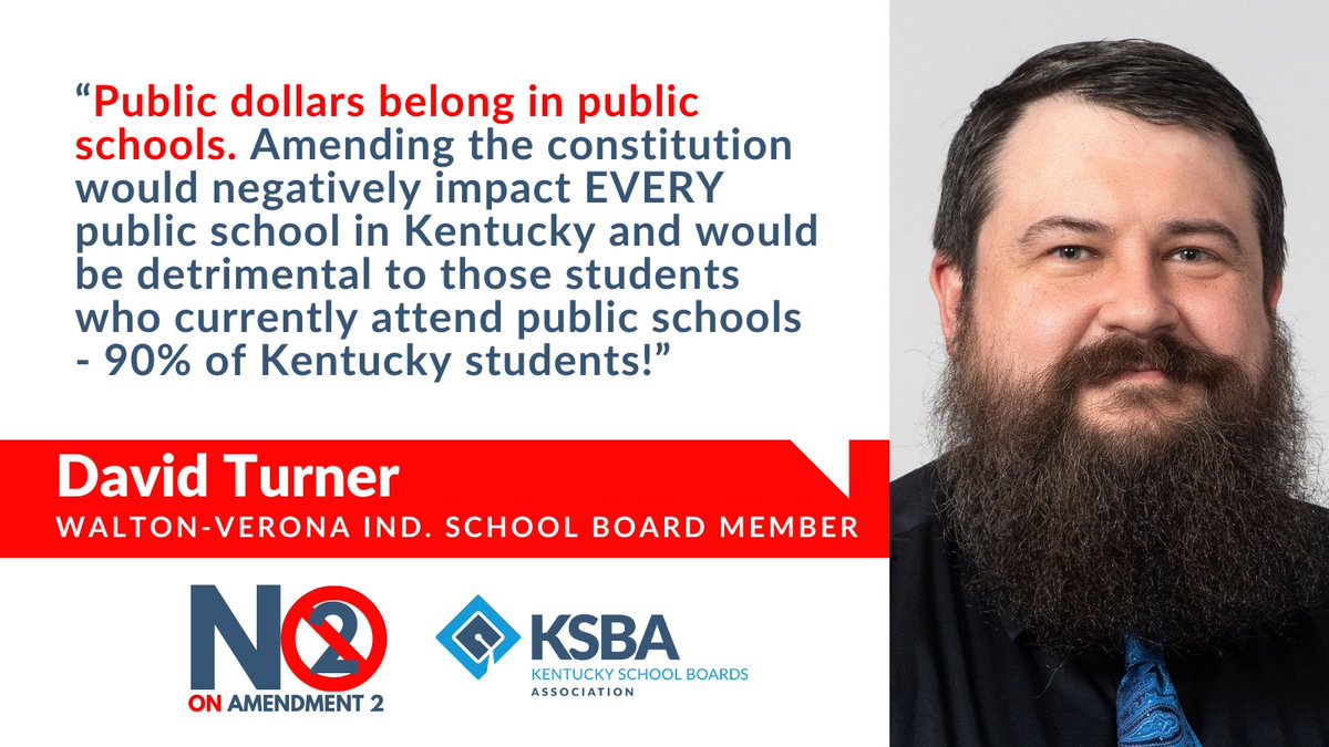 Walton-Verona Independent Schools board member David Turner says amending the state's constitution to allow public money to be spent on private schools would be detrimental to most students in Ky. - 90% of Ky. students attend public schools.  
#VoteNoOn2
#VoteNoOnAmendment2
