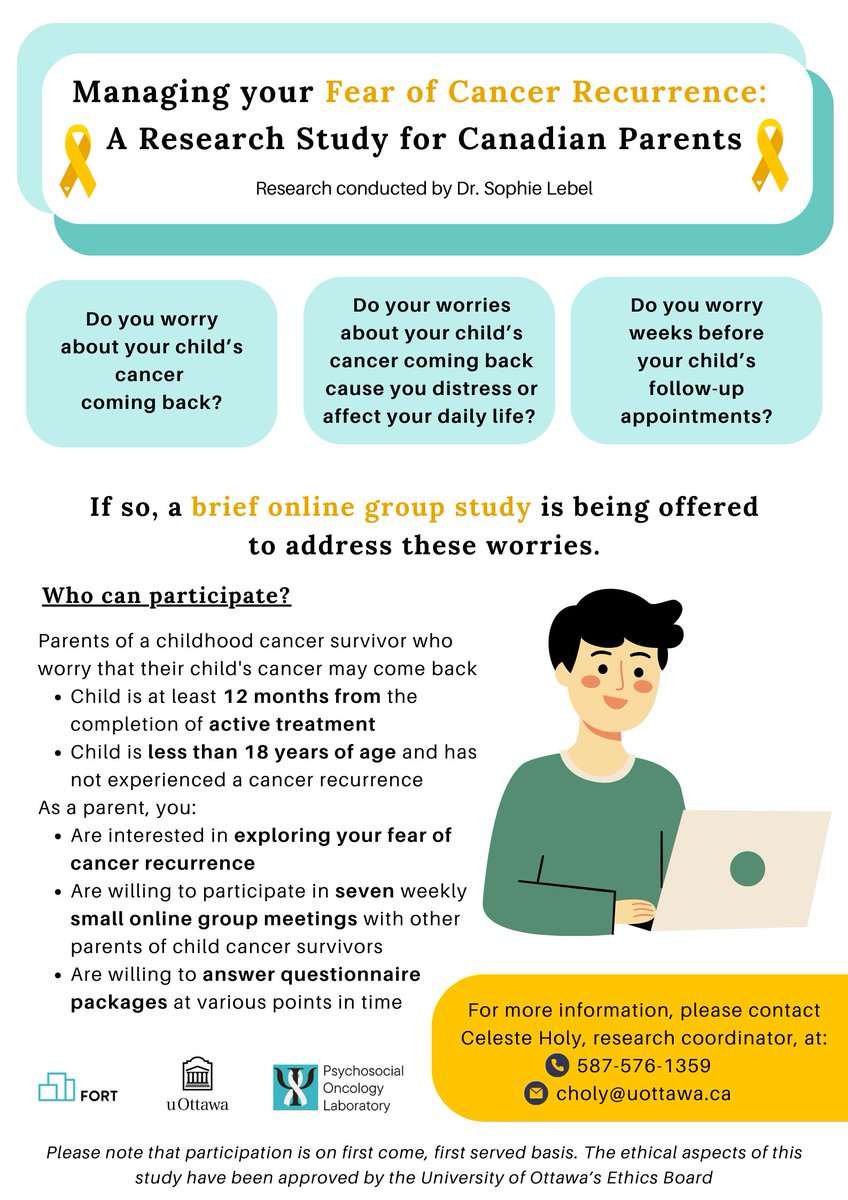 OPACC (@opaccorg) on Twitter photo FYI from the Psychosocial Oncology Lab at <a href="/uOttawa/">Université d'Ottawa | University of Ottawa</a>: Looking for Canadian parents/caregivers of a #childhoodcancer survivor to participate in this online group intervention co-designed with parents to help them manage their fear of #cancer recurrence. FYI from the Psychosocial Oncology Lab at <a href="/uOttawa/">Université d'Ottawa | University of Ottawa</a>: Looking for Canadian parents/caregivers of a #childhoodcancer survivor to participate in this online group intervention co-designed with parents to help them manage their fear of #cancer recurrence.