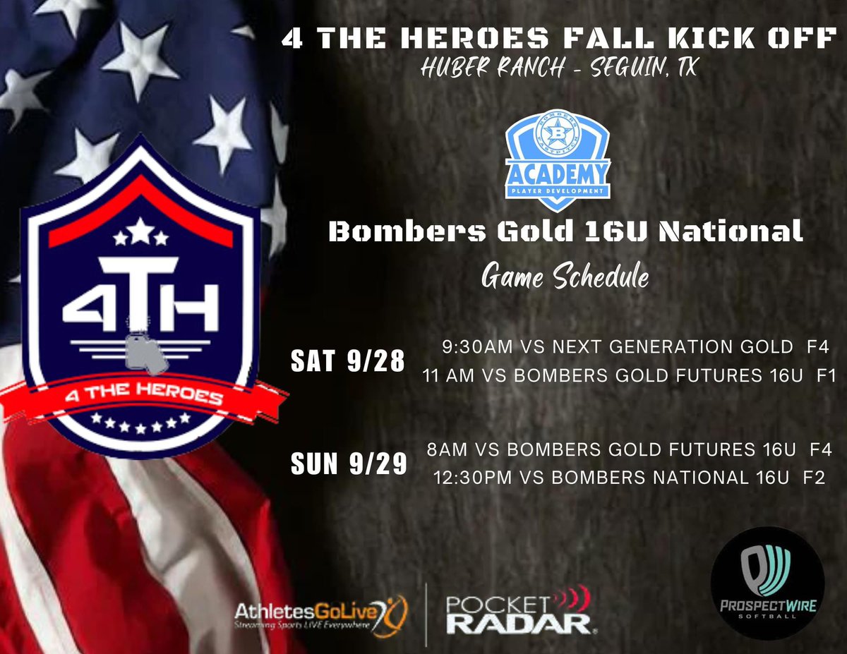4 THE HEROES 2024 Fall Kick Off Schedule!

Huber Ranch Complex in Seguin, TX

#bomberacademy
#playerdevelopment
