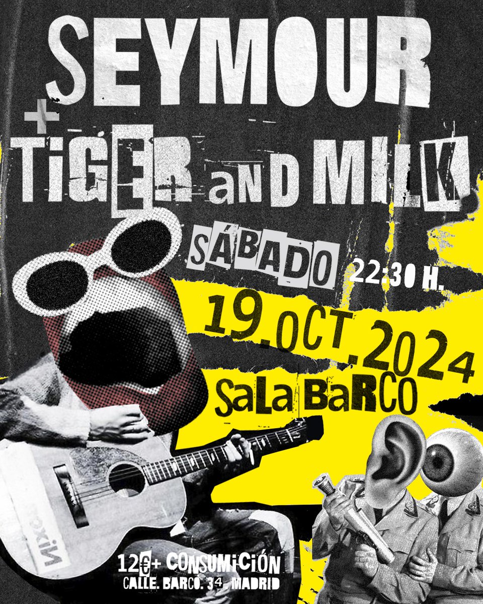 TigerandMilk's tweet photo. Dejad lo que estéis haciendo. Comprad entradas. Nos vemos el 19-O en la @SALABARCO junto a @Seymournoise

Entradas 👉 https://t.co/21nhKRATrN https://t.co/10NhKe6Kh4