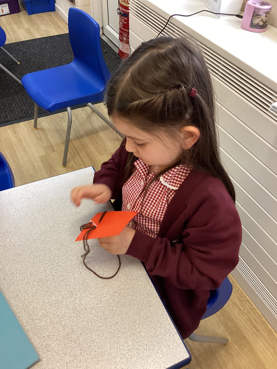 Today in DT, we have been working on our sewing skills! Firstly, we used the threading card, then progressed to using the running stitch on the binca.