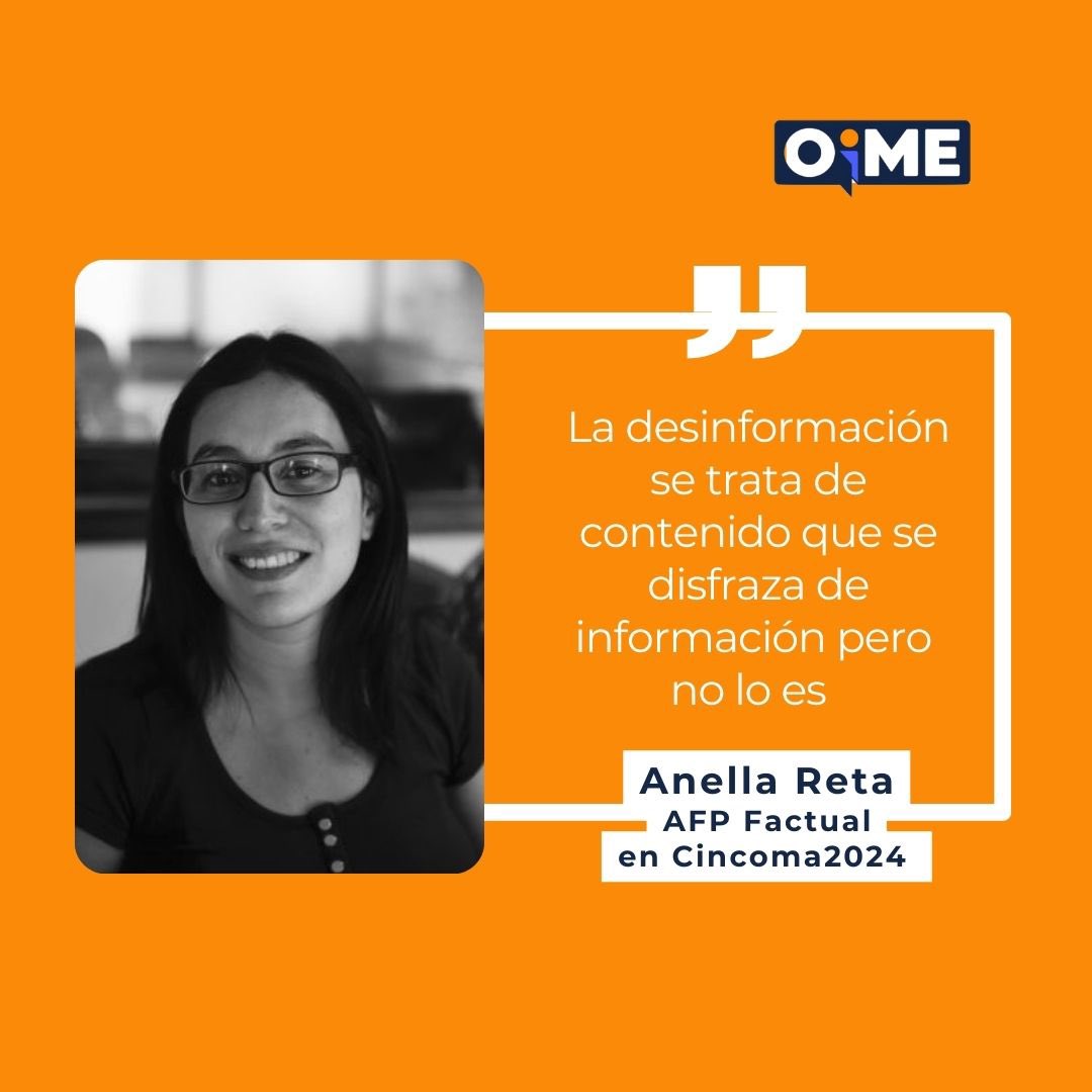 OimeEcuador's tweet photo. Desde el @CCincoma , @AnellaReta @AfpFactual expone sobre el protagonismo que tiene la #desinformación para generar opacidad en los contenidos y noticias que se difunden.
#Cincoma #LuchaContraLaDesinformación
@PeriodismoUSFQ @taniaorbe @pamelajcruz https://t.co/VUOMTDAHdY