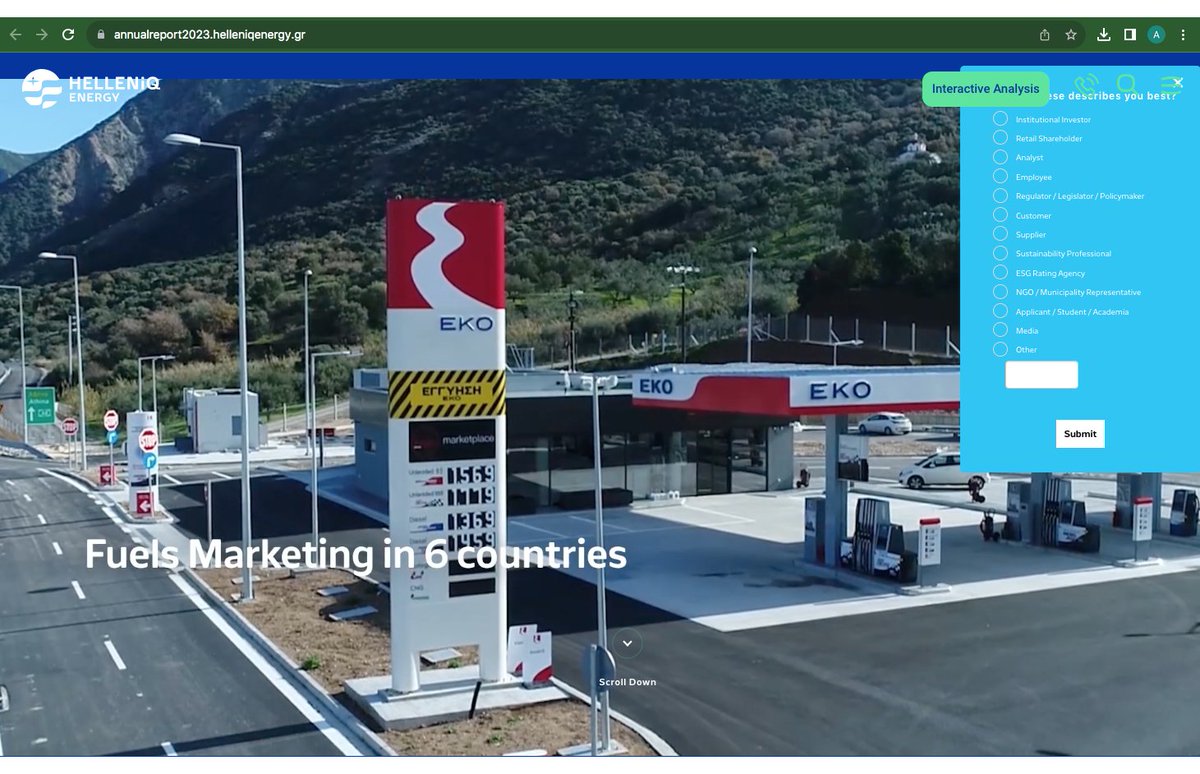 _Crunite_'s tweet photo. @HELLENiQENERGY is a Greek company in areas including oil and gas exploration. Their 2023 report makes good use of interaction design and limited-animation for graphs and charts. Read more: https://t.co/XD1zWb6pBj

#EnergyEfficiency #Oilprices #gas #designs #designers #reporting https://t.co/itc7jkNqVI