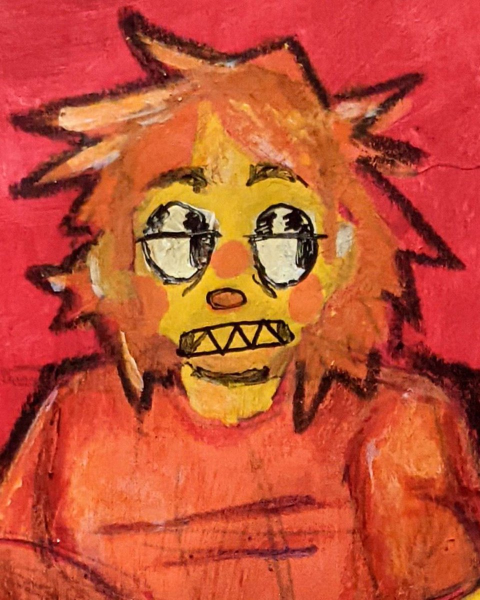 PowerfulPuppets's tweet photo. Leftover paint and box of crayons, cant get any betta than this #mixedmedia #artist https://t.co/p6XyYnmfIQ