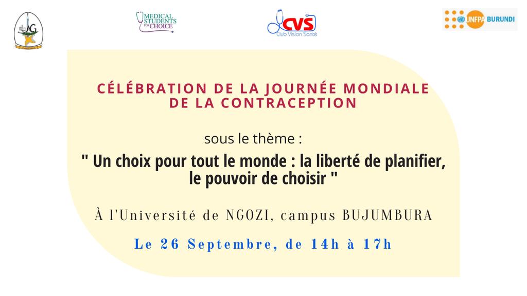 Nous vous invitons à une session dédiée aux futurs professionnels de la santé pour célébrer la #JMC2024  Organisée en partenariat avec <a href="/UNGCVS/">club vision santé</a> sous l'appui de <a href="/UNFPABurundi/">UNFPA in Burundi</a> . Cette rencontre aura lieu à 14h à <a href="/Univ_Ngozi/">UNIVERSITE DE NGOZI</a> ,campus Buja. #SantéReproductive .
<a href="/jelidje/">Judicael ELIDJE</a> <a href="/JulienOued/">Ouédraogo Julien</a>