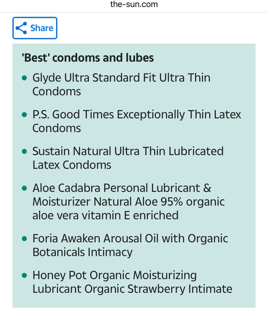 AloeCadabra's tweet photo. We are happy to see that we have been chosen as @thesun’s BEST LUBE in their article entitled “Unsafe Sex Top Condom and Lube Brands Contain ‘Forever Chemicals’ Linked to Cancer and Infertility, Scientists Warn” 🏆 https://t.co/t9oVV3P81d