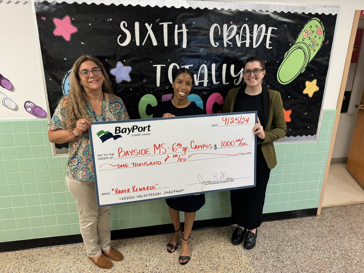 Thank you to BayPort CU for supporting Raider Rewards through our Community in Schools partner.