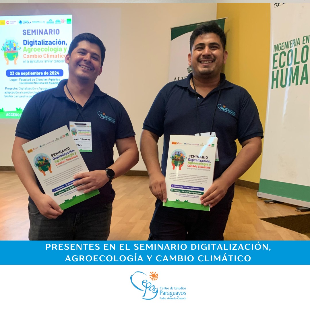CEPAGpy's tweet photo. 👥 Los colaboradores del CEPAG, Guido Fernández y Obtaciano Romero, participaron en el Seminario sobre Digitalización, Agroecología y Cambio Climático en la Agricultura Familiar Campesina, llevado a cabo en la Facultad de Ciencias Agrarias de la UNA.

#Agroecología #Tecnología https://t.co/84sjcSmh0Q