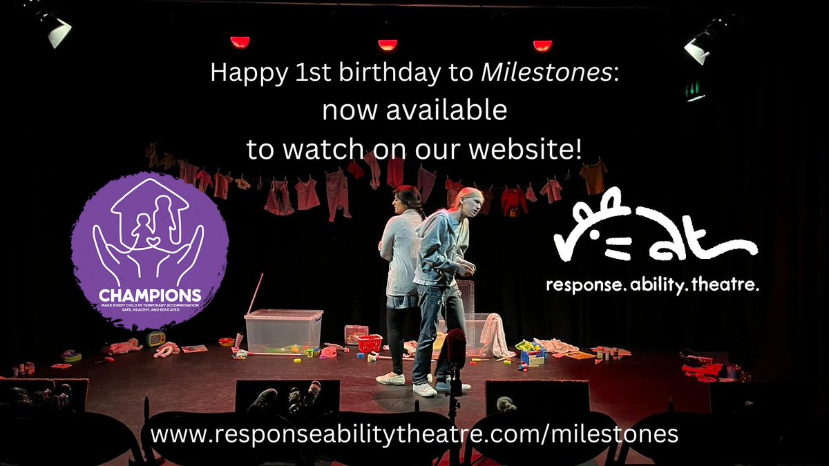 A year ago today, we performed 'Milestones' for one night only. Today, we celebrate by making the full play available to watch on our website!

Scroll to the bottom of
responseabilitytheatre.com/milestones
and click play - there's your evening sorted 😊

See the play that led to policy change!