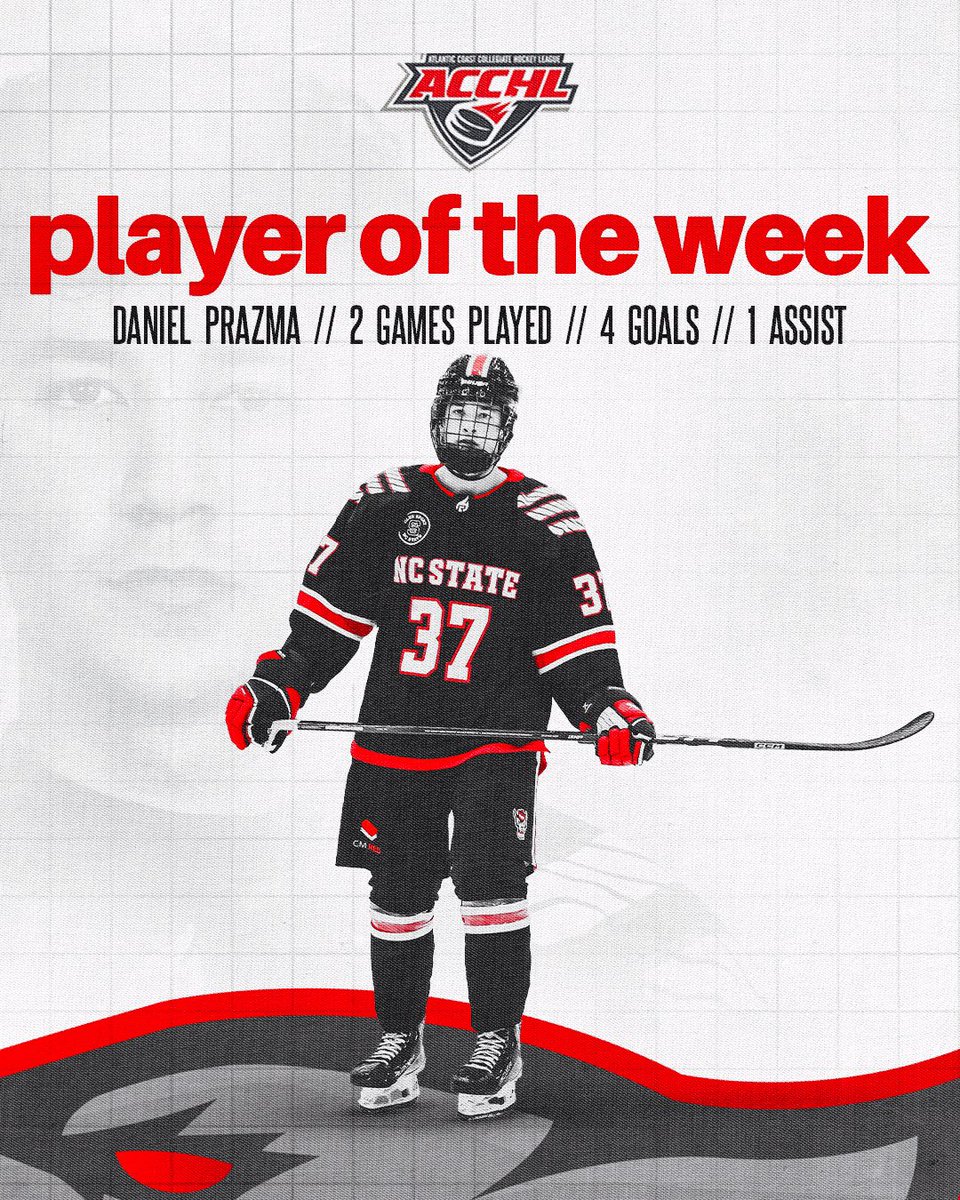 NCStateHockey's tweet photo. Daniel Prazma takes home this week’s @ACCHockey player of the week after a 5 point weekend against Rowan!

Read more here: https://t.co/QB5xAF8Tiv https://t.co/aOooTDOxbr