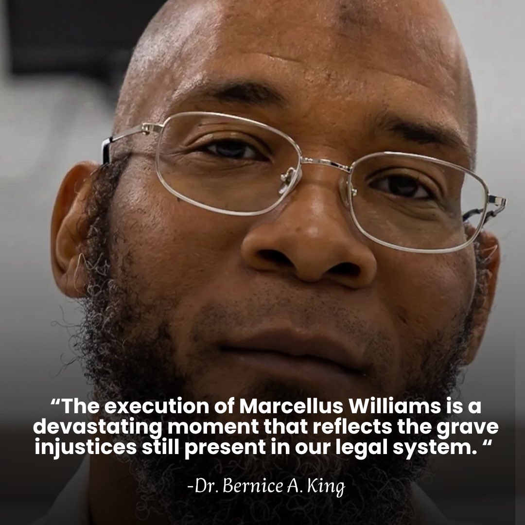 “Injustice anywhere is a threat to justice everywhere.” #MartinLutherKingJr 

The execution of #MarcellusWilliams is a devastating moment that reflects the grave injustices still present in our legal system. We mourn his loss and extend our prayers to his family. Let’s also