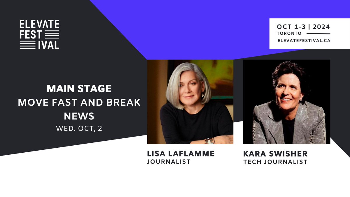 🌟 Don’t miss an exclusive Fireside Chat with <a href="/lisalaflamme/">lisa laflamme</a> &amp; <a href="/karaswisher/">Kara Swisher</a> at #ElevateFest2024! Lisa interviews Kara about journalism’s evolution and her new memoir, Burn Book: A Tech Love Story. Get ready for unfiltered insights and dive into #media and #tech! 🔥