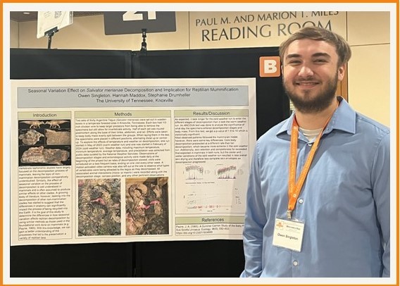 While our colleagues are at #gsaconnects2024, we also had students present at Discovery Day run by UTK. Owen Singleton (Dr. Drumheller-Horton's student) shared his part of a bigger project on lizard decomposition and what it can tell us about fossilization.<a href="/UglyFossils/">Stephanie Drumheller</a>