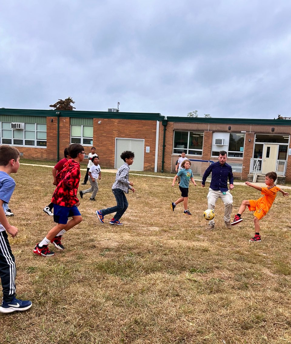PMSACCWOODCREST's tweet photo. 5th grades very own Mr. K  joining the soccer fun at recess. @ClaraBartonElem @ChpsTweets https://t.co/5IqglyWQ6F