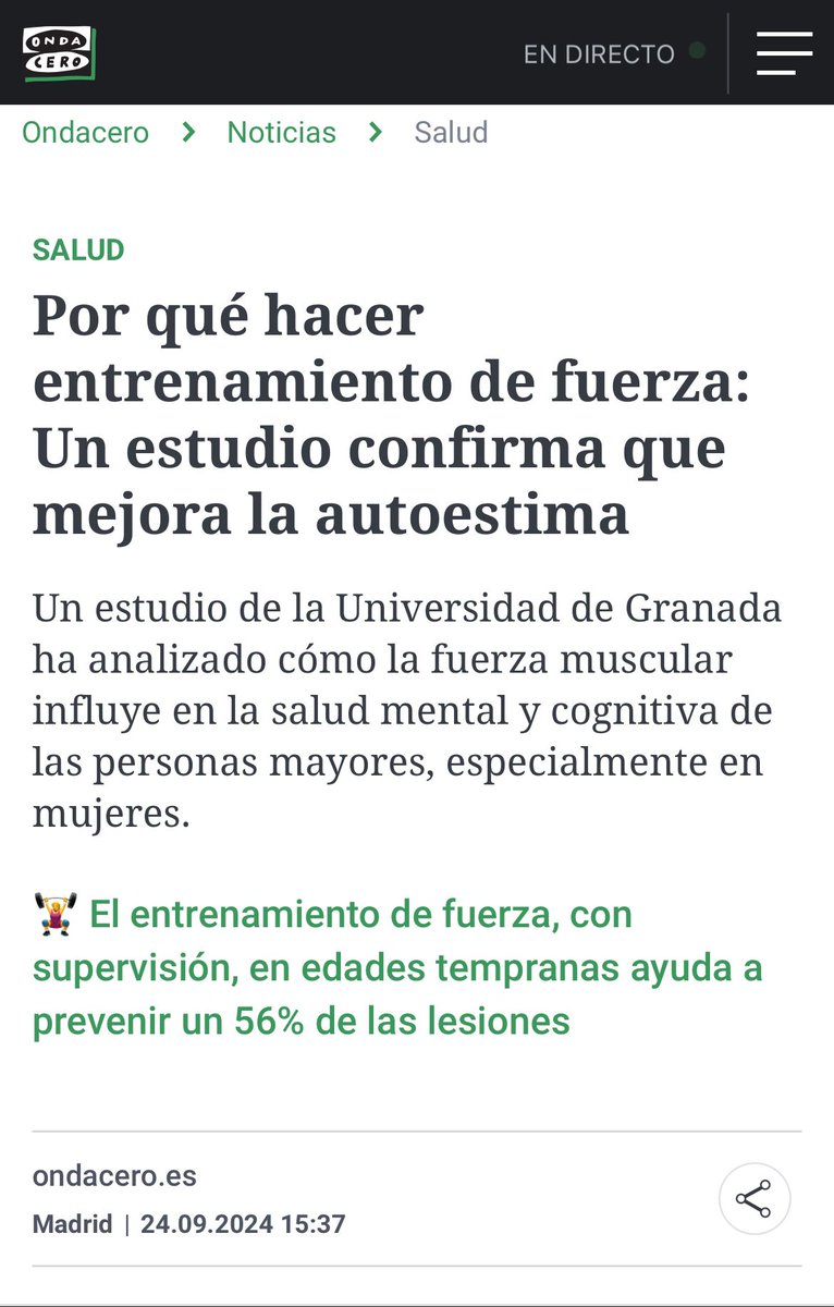 BellonDario's tweet photo. "¡Gracias a @OndaCero_es por compartir nuestra investigación! 📢🔬 Descubre cómo la fuerza muscular se relaciona con la salud mental en adultos mayores. 💪🧠 Aquí el link de la noticia (https://t.co/1wKJoKpKYj) y nuestro artículo científico (https://t.co/Z3BXGInejZ)
#SaludMental https://t.co/GqpaP1NDwK