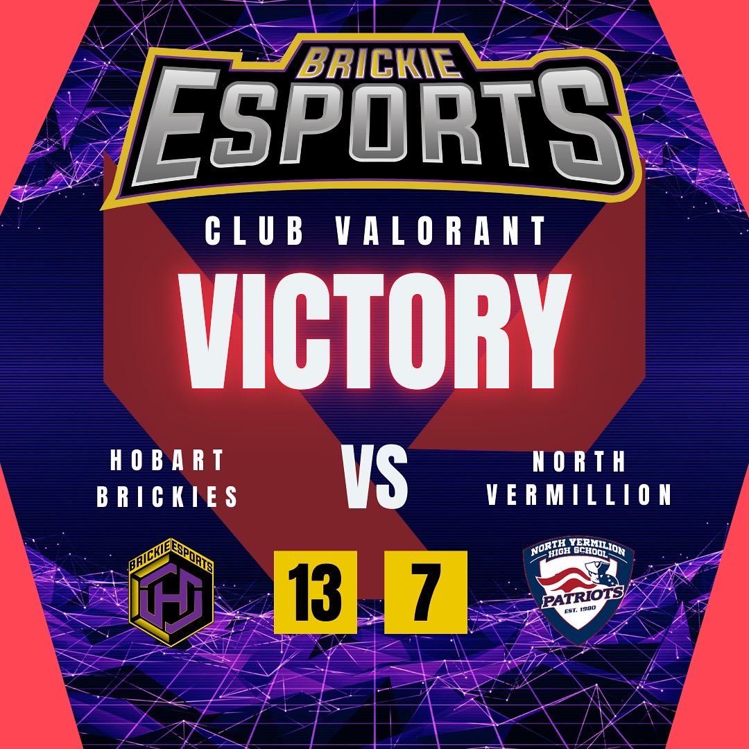 Congratulations to our Varsity and Club Valorant teams for their wins on Monday! Varsity won 13-1 against Lakeland and Club won 13-7 against North Vermilion! Way to go bricks! 🧱