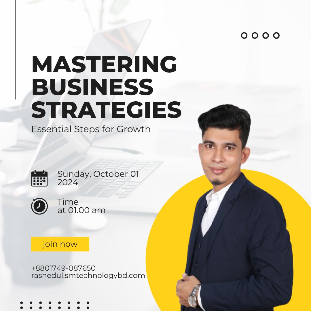 rashedwebdevseo's tweet image. 🚀 Mastering Business Strategies: Essential Steps for Growth | Join Now! 🌟
#BusinessGrowth #MasteringStrategies #JoinNow #BusinessSuccess #GrowthHacks #rashedul
