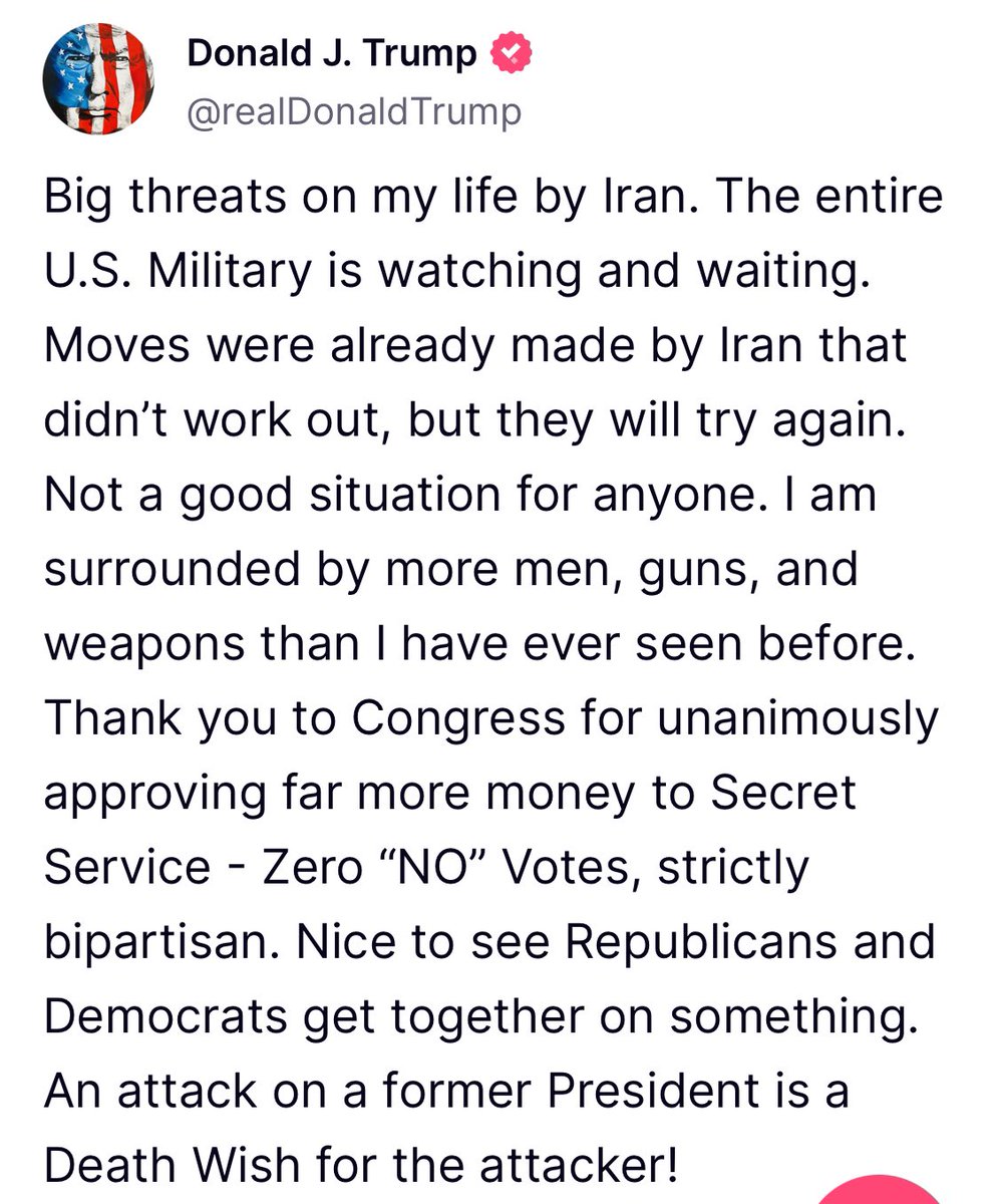 The American people shouldn’t have to pay for extra security for him. What about the innocent private citizens whose lives he puts in danger, with incendiary rhetoric, on a regular basis, where’s their extra security?? Drop a 💙 if you agree.