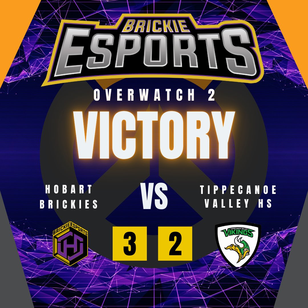 Congratulations to our Varsity Overwatch team for their 3-2 victory against Tippecanoe Valley! The game was neck to neck and our team came out on top! Let’s go bricks! 🧱