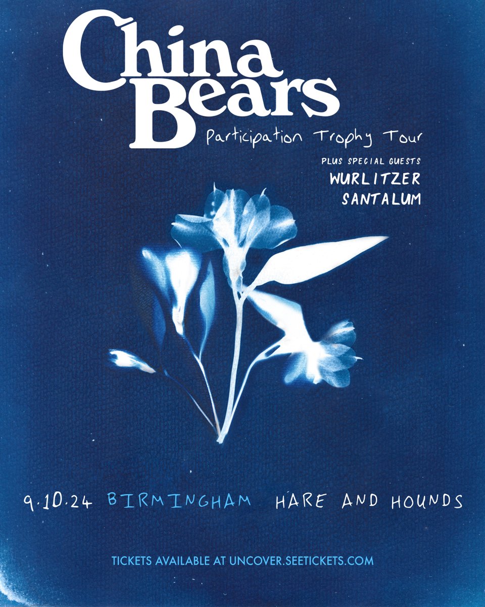 LINE UP ANNOUNCEMENT 💙

<a href="/WurlitzerBand/">Wurlitzer</a> and Santalum are set to join <a href="/chinabearsband/">China Bears</a> when they headline <a href="/hareandhounds/">Hare & Hounds Birmingham</a> on Wednesday, 9th October 💥

Tickets on sale now: bit.ly/4e8GoDo