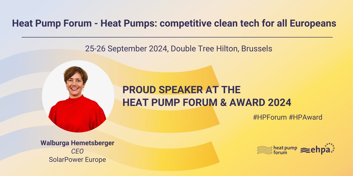 I'm looking forward to attending the Heat Pump Forum &amp; Award 2024 on 25-26 September in Brussels to discuss the role of solar &amp; heat pumps in electrification and the EU Grid Action Plan

Register here👉 rb.gy/3miuai

#HPForum