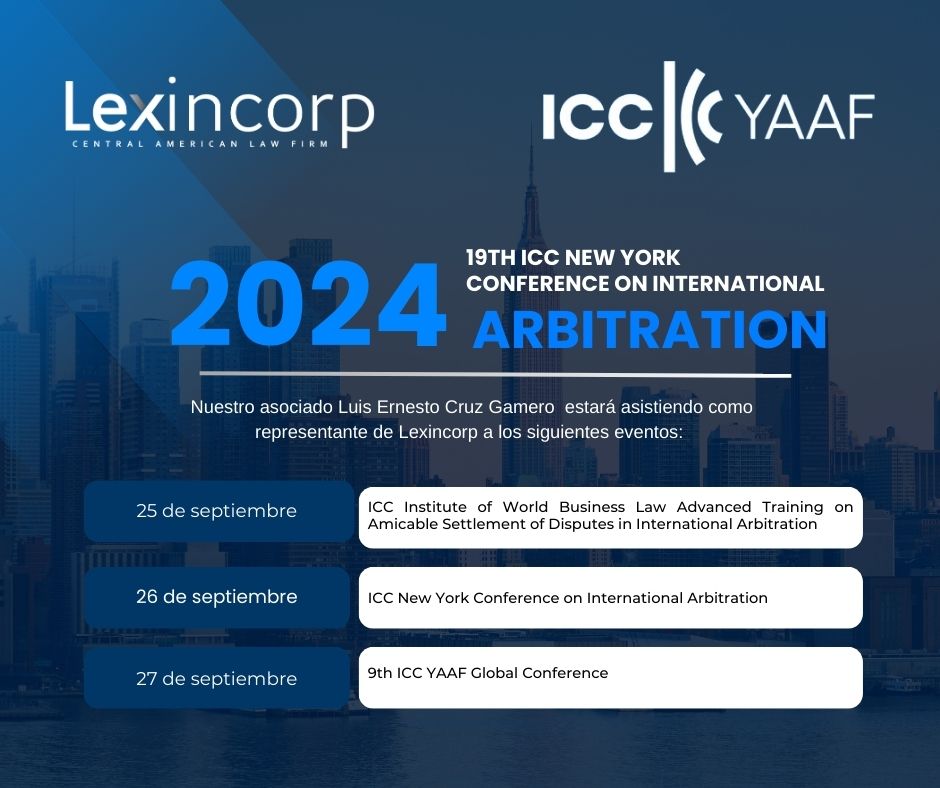 Nos llena de orgullo anunciar que nuestro asociado, Luis Ernesto Cruz Gamero, será nombrado Primer Representante de Centroamérica en ICC YAAF para el período 2024-2026 en la ciudad de Nueva York🌍⚖

#ArbitrajeInternacional #ICC #Networking #Conferencia