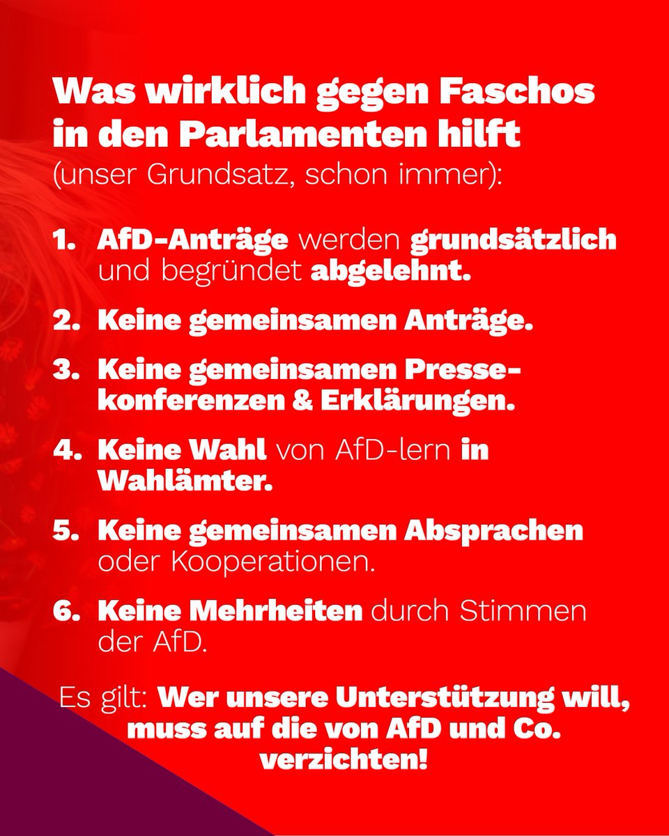 Das Wahlergebnis in #Brandenburg zeigt: Wer Themen der #NoAfD besetzt, stärkt nur die AfD. Klare Abgrenzung ist nötig, um Faschist:innen keine Bühne für ihre Lügen zu bieten – weder in Talkshows noch im Parlament. #FckAfD