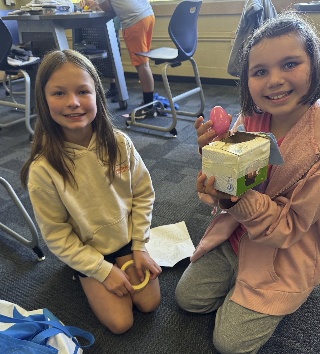 4th graders are investigating the question "How can we protect our brains in a collision?"  

Students are using what they learned about collisions and motion energy to build model helmets to protect an egg. We are excited to test out our builds tomorrow! 

<a href="/PCSD_FV/">Fairview Elementary</a>
