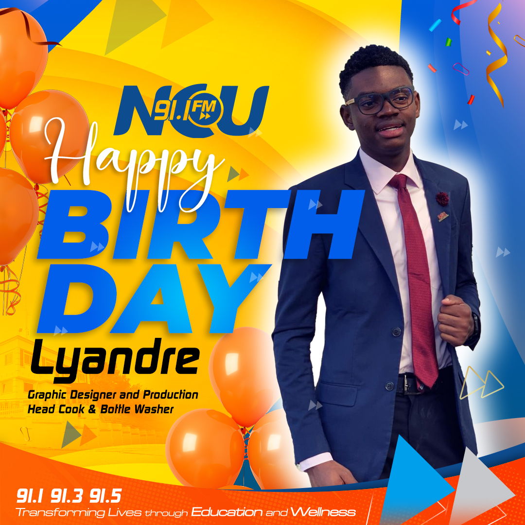 NCU91FM's tweet photo. Happy Birthday to our amazing Graphic Designer and Production Head Cook &amp; Bottle Washer, Lyandre! 🎂🥳 

Drop a birthday message for him and make his day even more special! 🎁✨

#HappyBirthday #ncu91fm #birthdaygreetings #celebrations https://t.co/LHfY7l7PhG