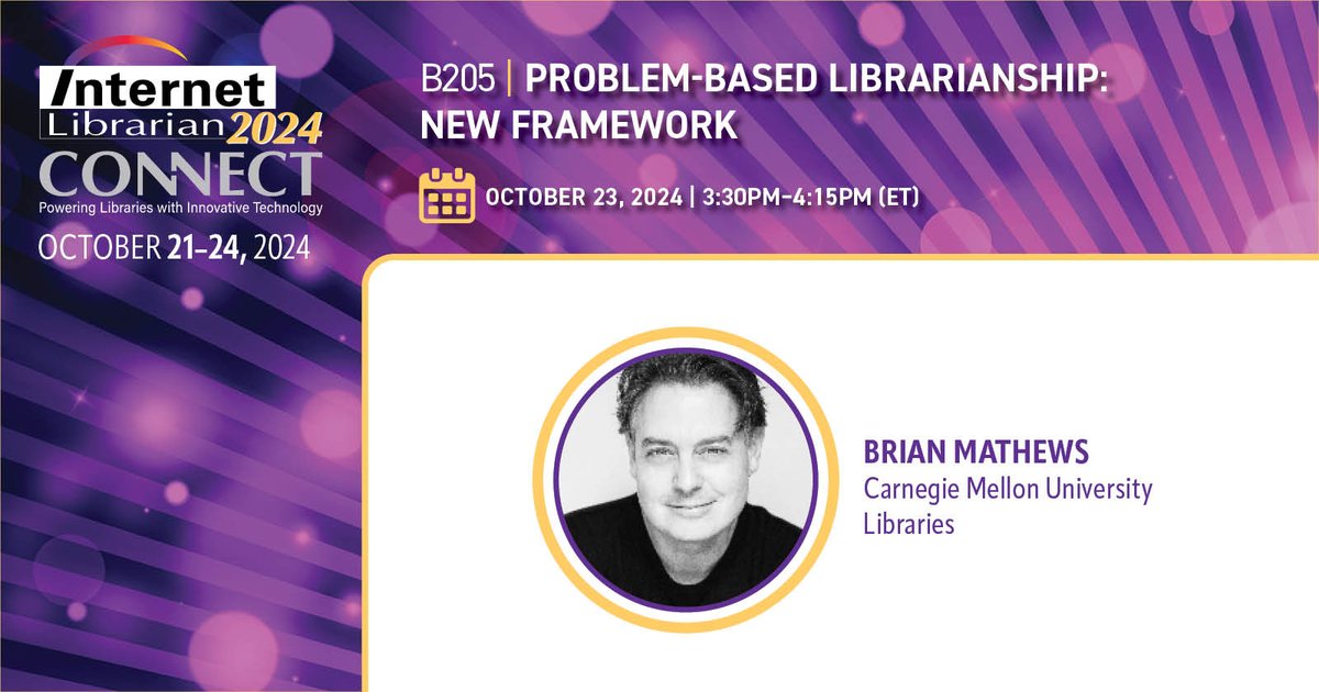 ITI Events (@libconf) on Twitter photo Dive into problem-based librarianship with Brian Mathews, <a href="/CMULibraries/">CMU Libraries</a>! This new framework blends systems thinking and interdisciplinary insights to elevate library practices. Register by September 27th and save $50 off the current rate with code SOC24! ow.ly/6BH430sGuZo Dive into problem-based librarianship with Brian Mathews, <a href="/CMULibraries/">CMU Libraries</a>! This new framework blends systems thinking and interdisciplinary insights to elevate library practices. Register by September 27th and save $50 off the current rate with code SOC24! ow.ly/6BH430sGuZo