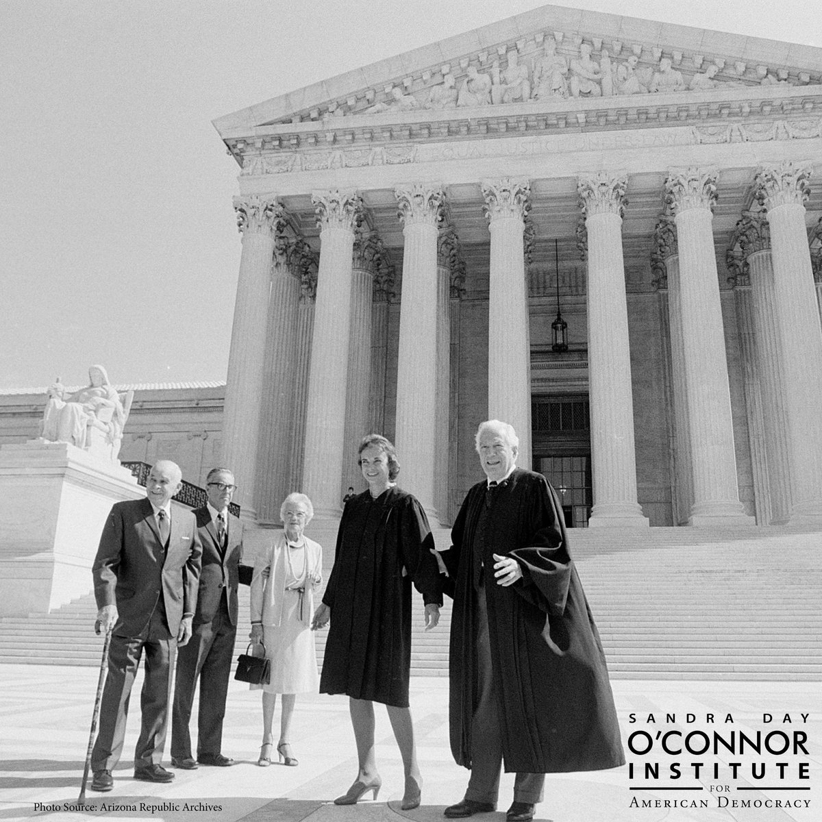 SDOInstitute's tweet photo. On September 25, 1981, a monumental moment occurred in United States History: Sandra Day O'Connor became the first woman appointed to the Supreme Court. Justice O'Connor would serve 25 years before retiring in 2006.

"It's nice to be first, but I don't want to be the last." - Justice Sandra Day O'Connor

Learn more about the life, work, and legacy of Justice O'Connor at https://t.co/Vd0FIbTDEG