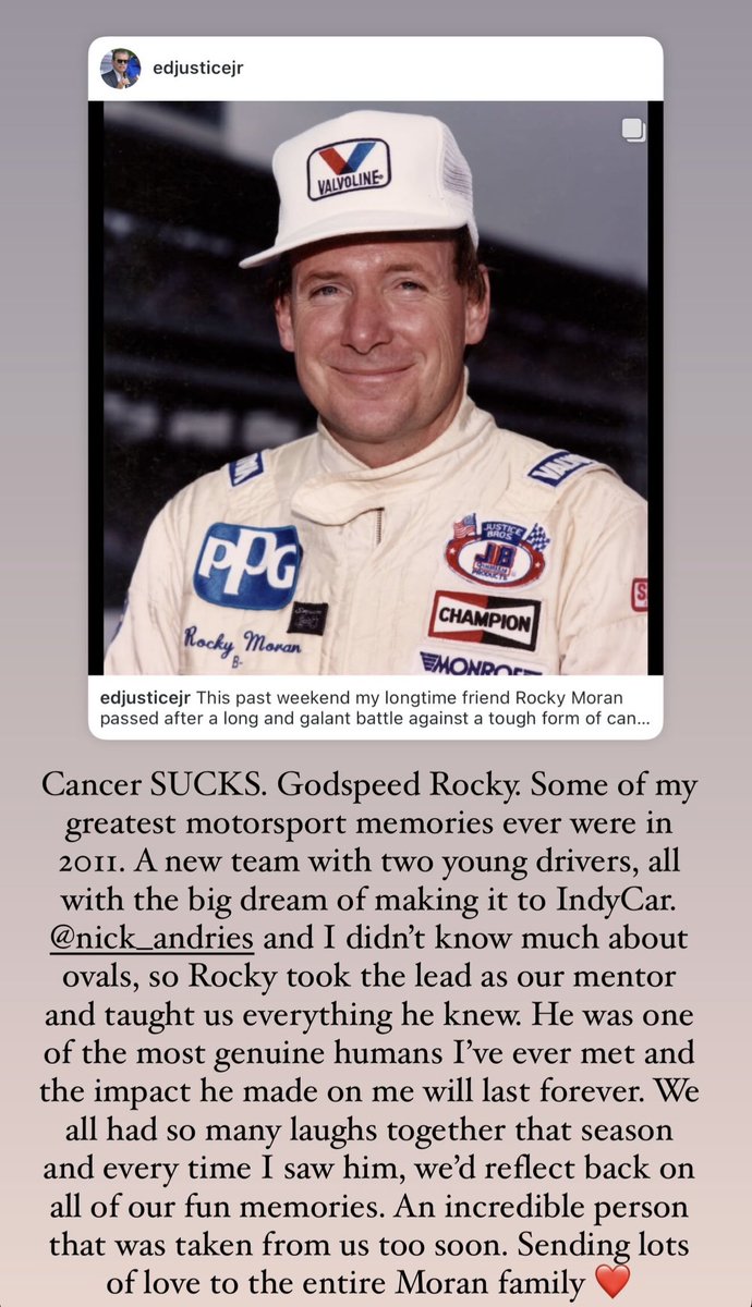 Our motorsport family lost a GREAT.
Rocky was an incredible driver, but an even more incredible human being. 
Godspeed Rock🏆