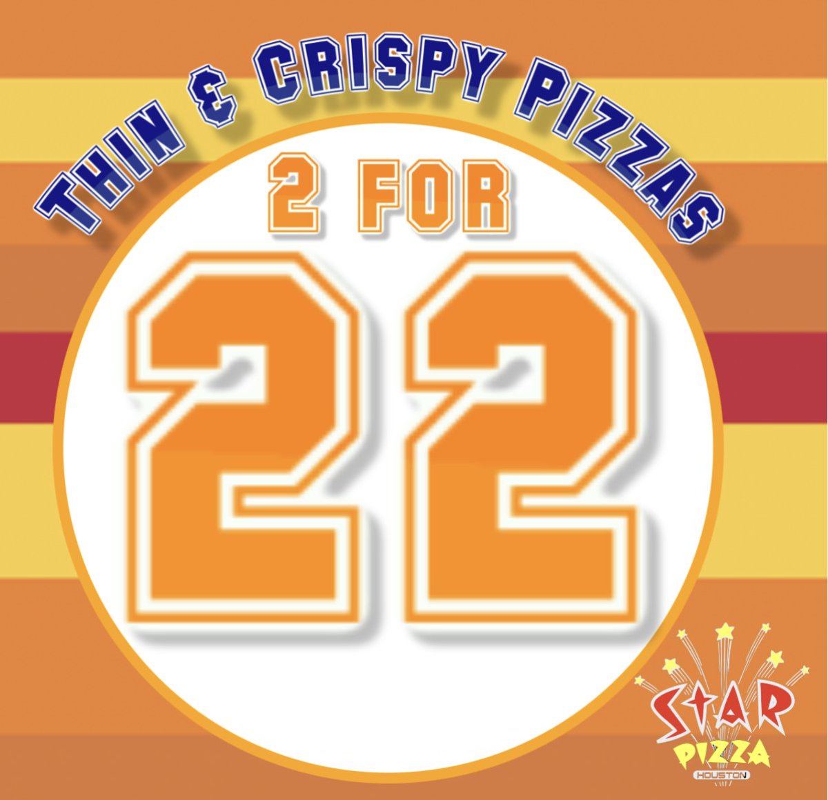 starpizzahou's tweet photo. 🚨ASTROS WIN / YOU WIN 🚨
In Honor of #22 Jason Heyward's HOME RUN that got us a lead, you can get
TWO 12" Thin & Crispy Pizzas for $22 @ STAR PIZZA ! Come celebrate with us over PIZZA before you head to the Juice Box tonight! #pizza #twofer #Heyward #delivery #houston