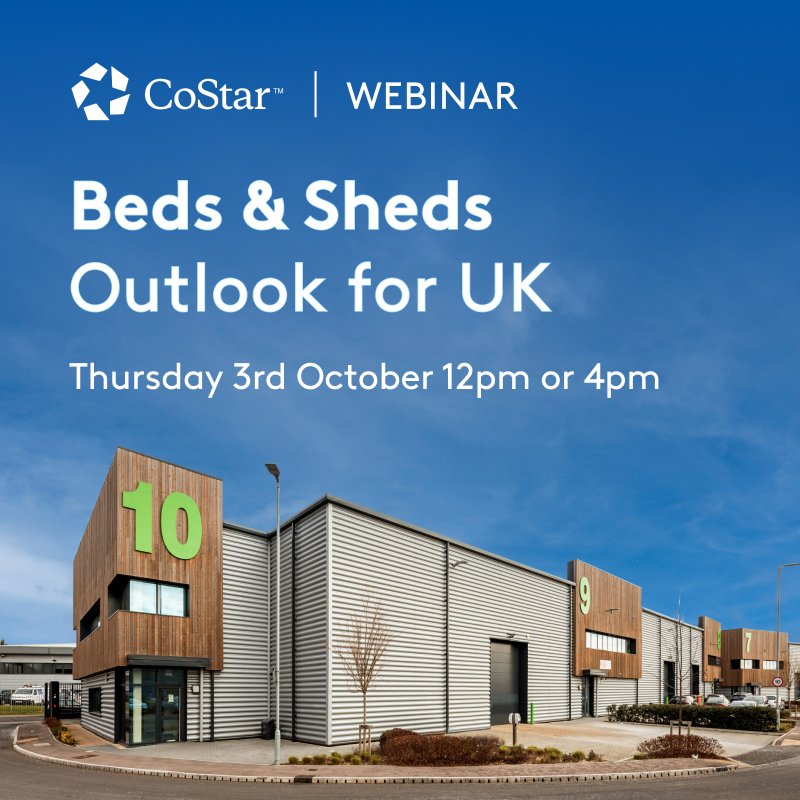 CoStarUK's tweet photo. Don't miss our exclusive, data-driven webinar on 3 October about the latest opportunities and challenges in two of the UK's most popular #CommercialProperty sectors — industrial and living.