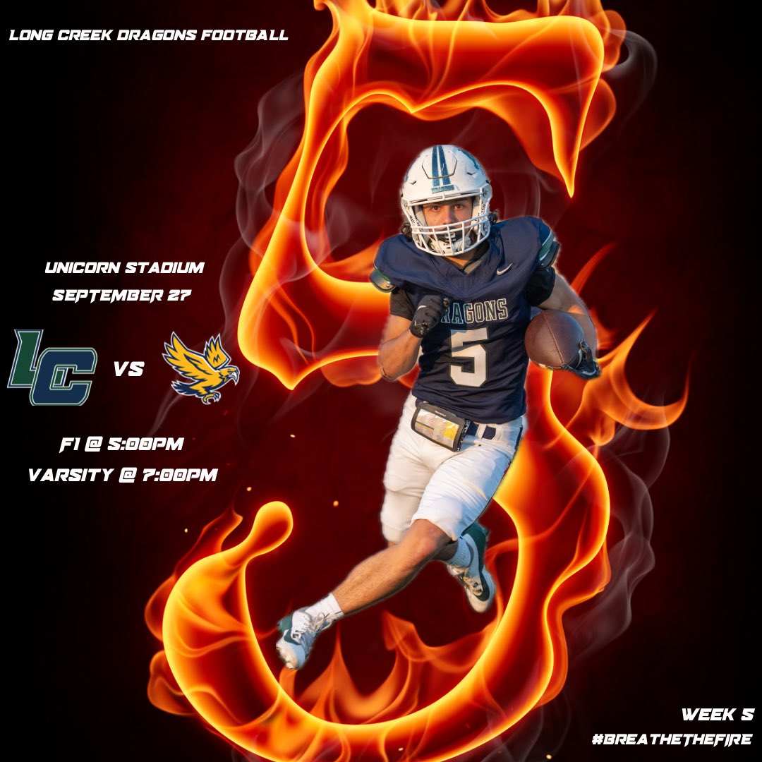 Home game Friday at Unicorn Stadium. Freshman play at 5pm. Varsity at 7pm. Pack the house. #BreatheTheFIRE🔥🐉🔥 #elite #tx #texas #txhsfb