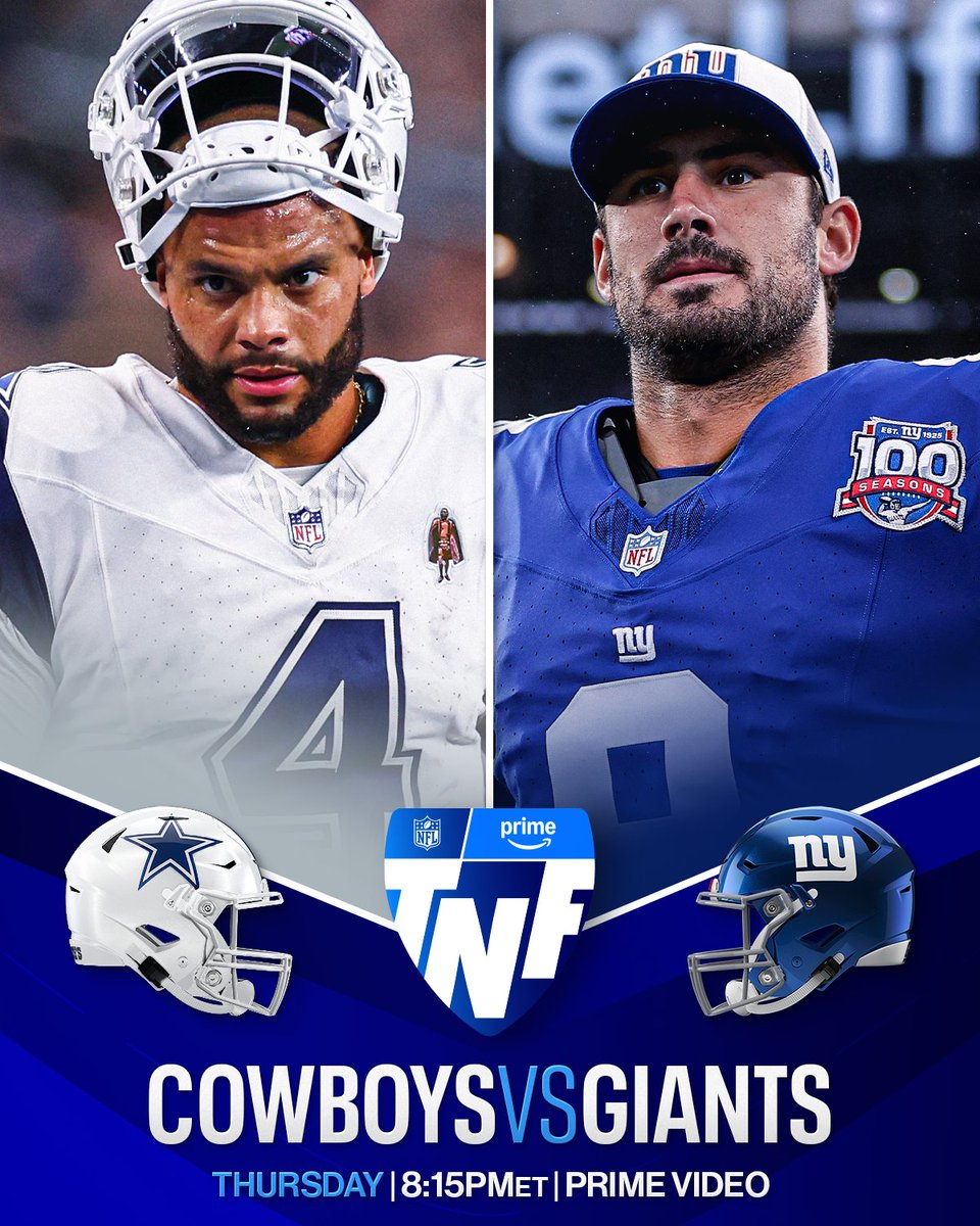 Kicking off Week 4 with an NFC East rivalry 👀

#DALvsNYG – Tonight 8:15pm ET on Prime Video
Also streaming on #NFLPlus